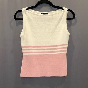 Kalico Cream and Pink Knitted Sleeveless Top